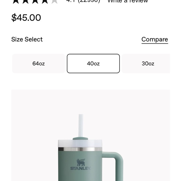 Stanley Sage Green Tumbler with Handle - Picture 2 of 2